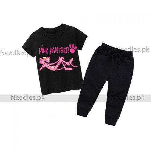 Pink Panther Black Summer Tracksuit For Kids