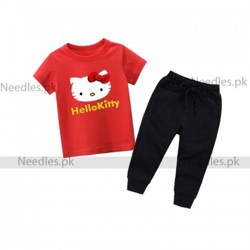 Kitty Red Summer Tracksuit For Kids
