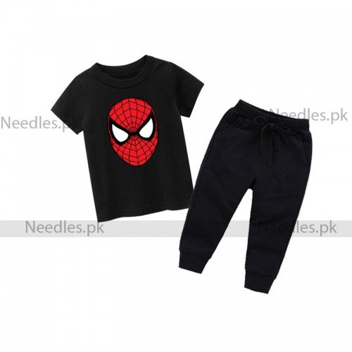 Spiderman Black Summer Tracksuit For Kids