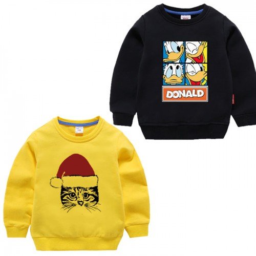 Bundle of 2 Santa Cat & Donald Duck Fleece Sweatshirts For Kids