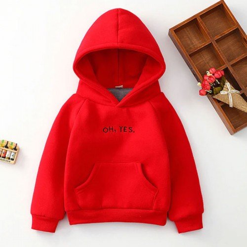 Oh yes Red Pullover Fleece Hoodie for Kids