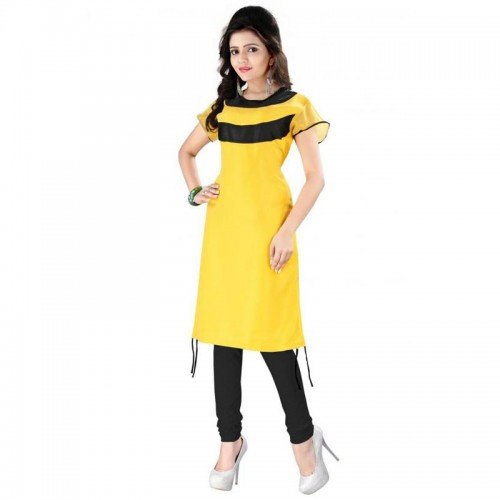 Vishudh Yellow Half Sleeves Top For Ladies
