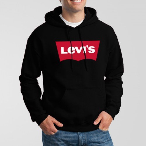 Levi Black Pullover Hoodie For Men's