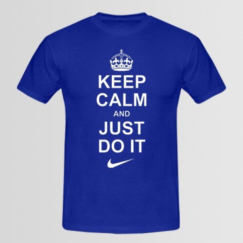 Keep Calm Half Sleeves Blue T-Shirt For Men