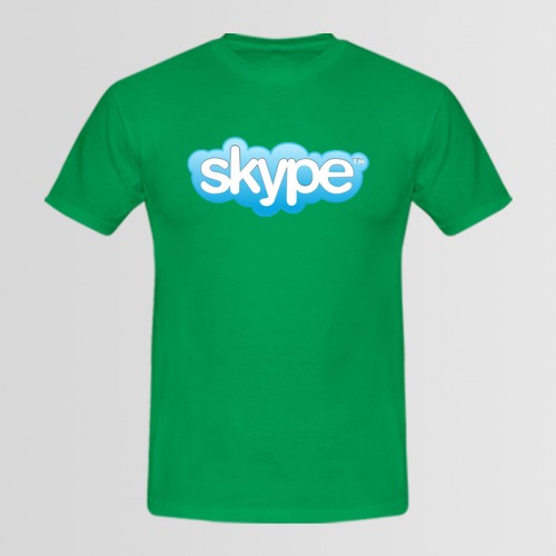 Skype Logo Half Sleeves T-Shirt in Green