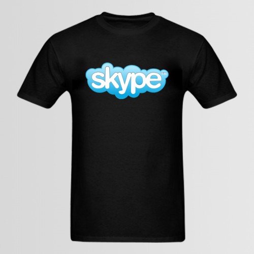 Skype Logo Half Sleeves T-Shirt in Black