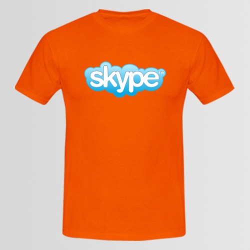 Skype Logo Half Sleeves T-Shirt in Orange