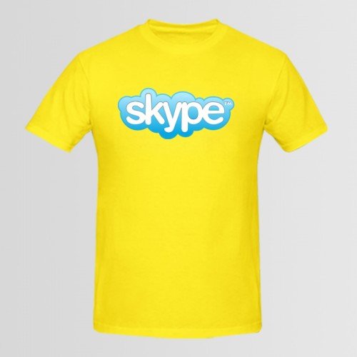 Skype Logo Half Sleeves T-Shirt in Yelow