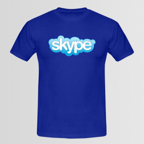 Skype Logo Half Sleeves T-Shirt in Blue