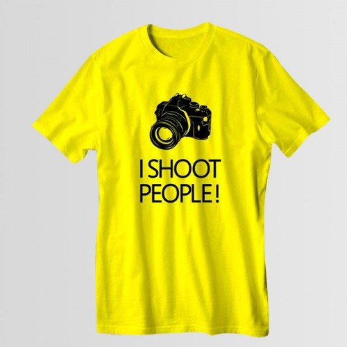 Shoot People Yellow Half Sleeves T-Shirt