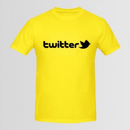 Twiter Yellow Half Sleeves T-Shirt For Men