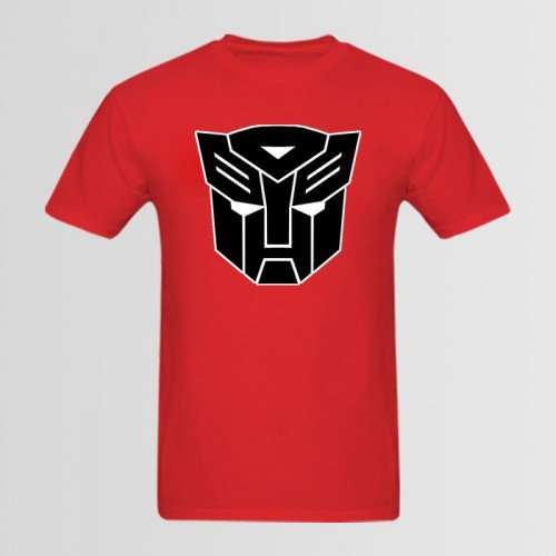 Transformer Printed Round Neck T-Shirt in Red