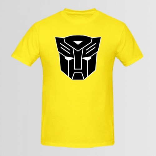 Transformer Printed Round Neck T-Shirt in Yellow