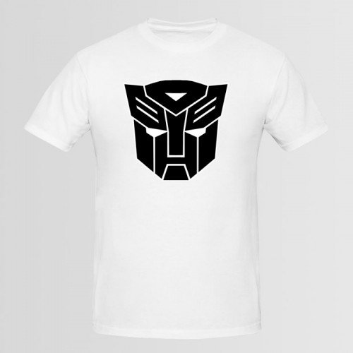 Transformer Printed Round Neck T-Shirt in White