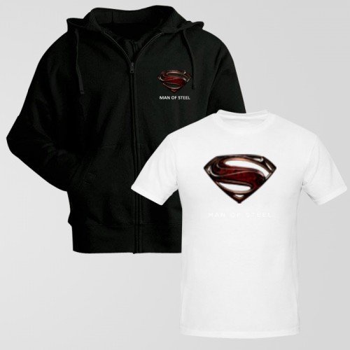 Superman Zip-up Hoodie with White T-Shirt