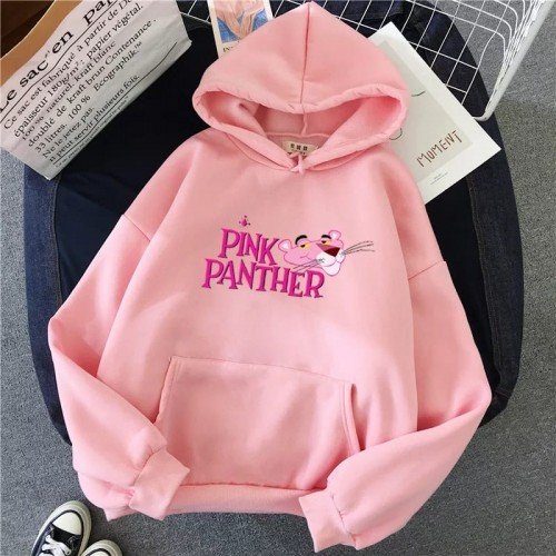 Pink Panther Fleece Printed Hoodie For Girls