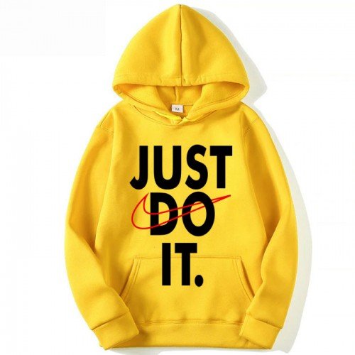 Just do it Yellow Printed Hoodie