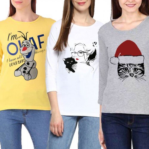 Pack of 3 Summer Collection T-Shirt For Ladies