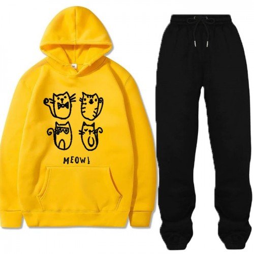 Meow Yellow Winter Tracksuit For Girls