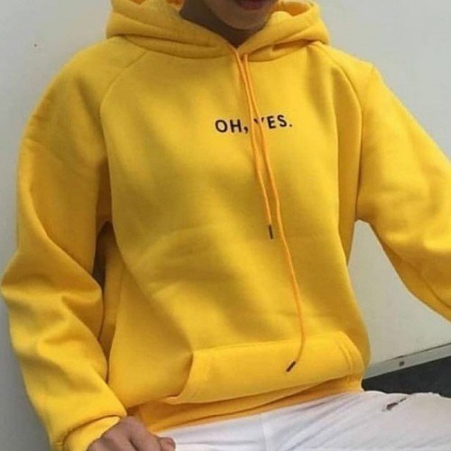 Oh Yes Yellow Pullover Hoodie For Boys