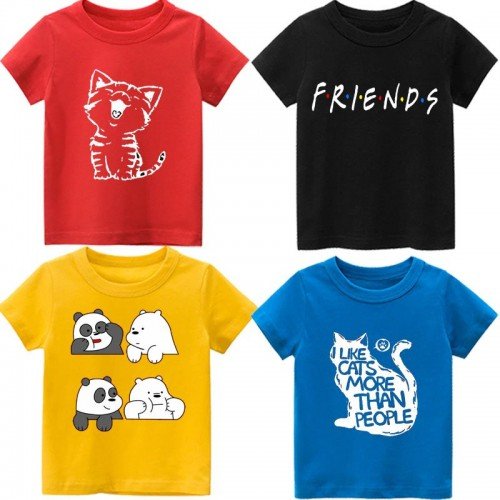 Bundle Of 4 Cartoon Kids T-Shirt For Kids