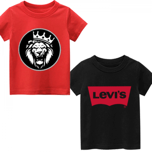 Red Loin King & Black Lev Printed T-Shirt For Kids