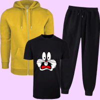 Yellow & Black Zipper Bugs Bunny Tracksuit For women's 