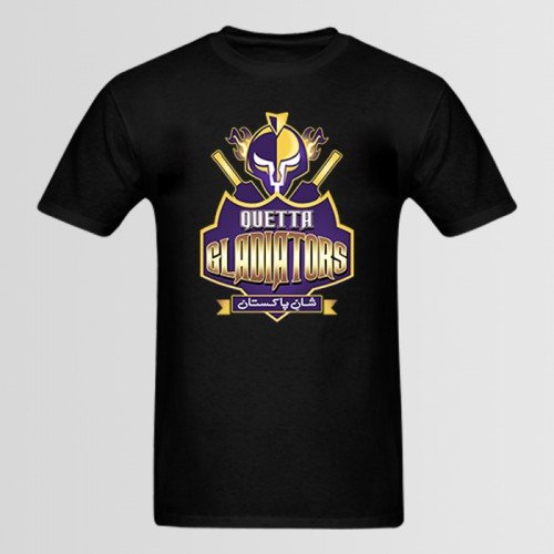 Quetta Gladiators Black Printed T-Shirt