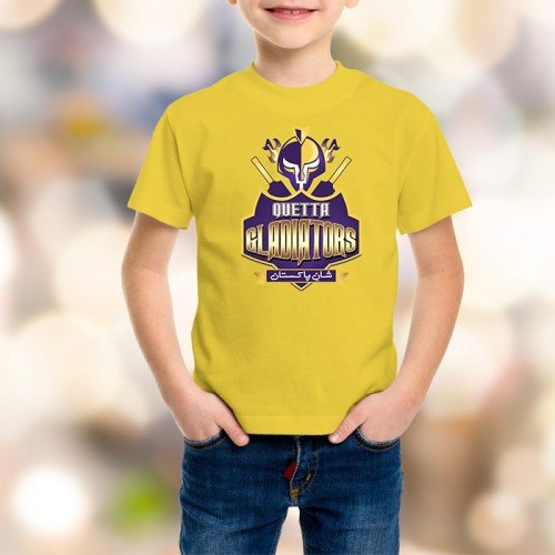 Quetta Gladiators Yellow Printed T-Shirt For kiddos