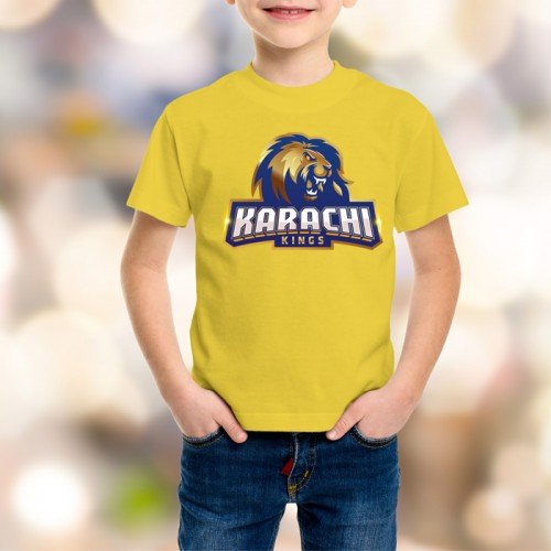 karachi kings Yellow Half Sleeves T-Shirt For Kids