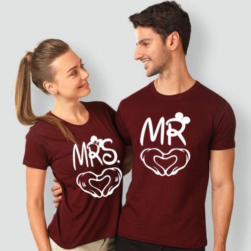 Mr n Mrs Best Quality Couple Tees in Maroon