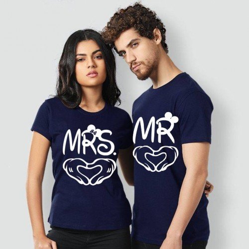 Mr n Mrs Best Quality Couple Tees in Blue