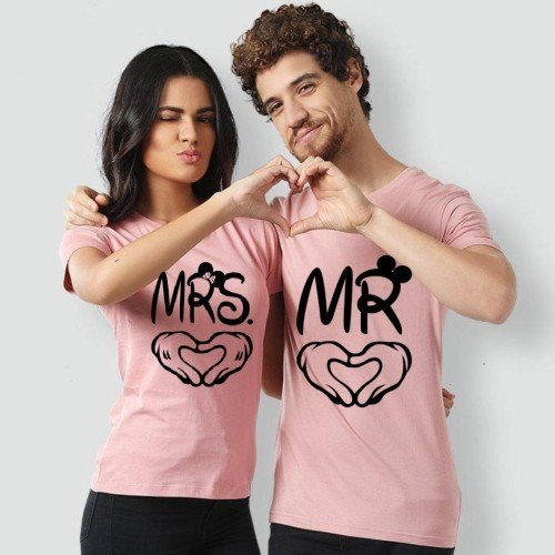 Mr n Mrs Best Quality Couple Tees in Pink
