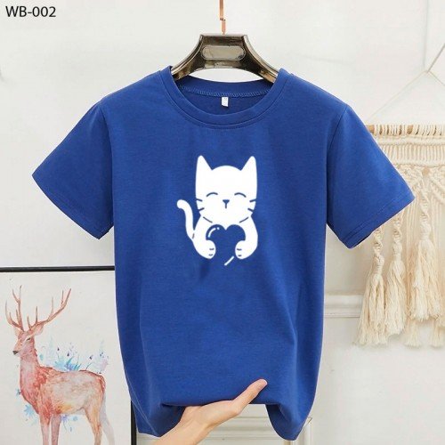 CatLove Half Sleeves T-Shirt in Blue