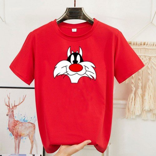Sylvester Red Half Sleeves T-Shirt for Summers