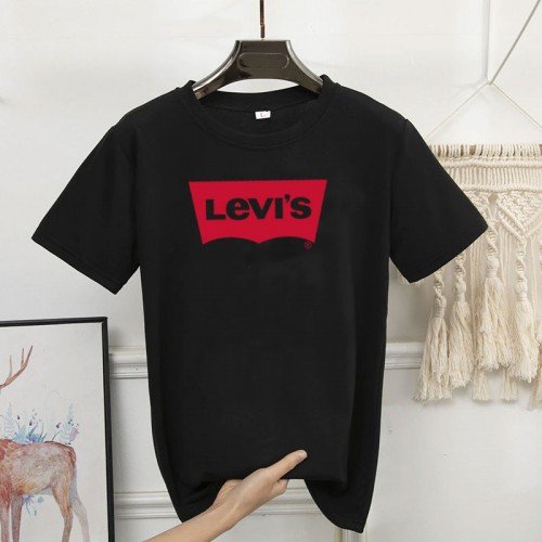 Levi Black Round Neck Printed T-Shirt For Women