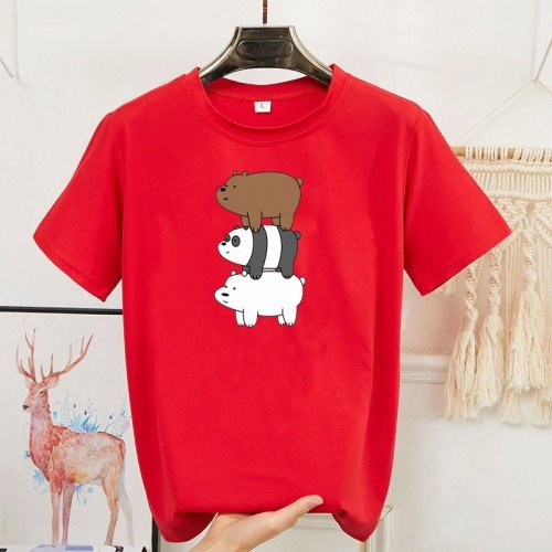 Bears Logo Printed T-Shirt in Red