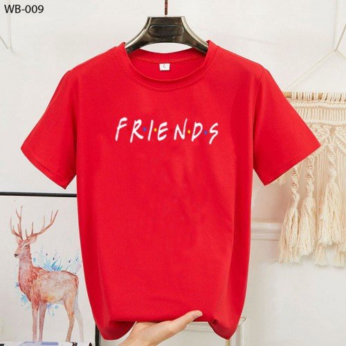 Friends Red Round Neck T-Shirt For Ladies