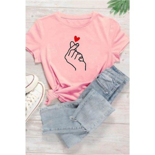 Printed design Light Pink T-Shirt For Women