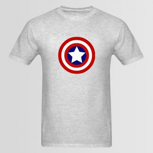 Captain America logo Printed T-Shirt in Gray