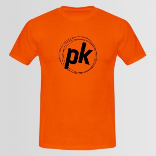 Pk Printed Round Neck Orange T-Shirt