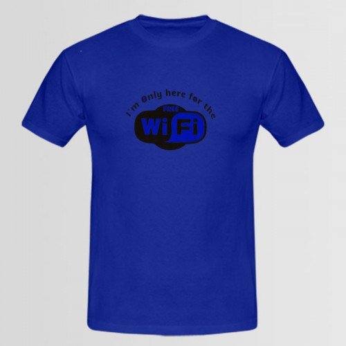 wifi logo Blue Printed Tees For Men