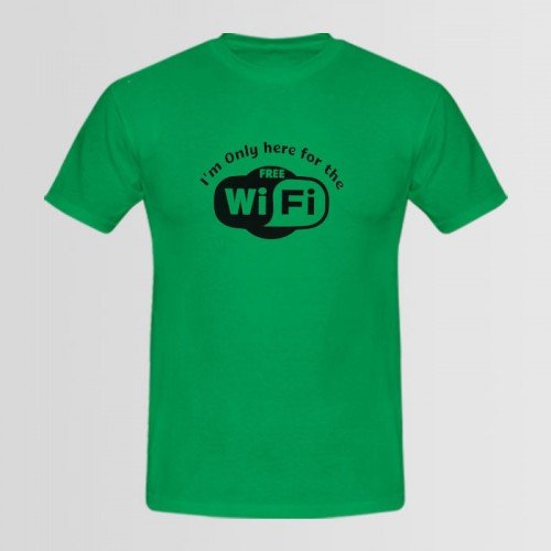 wifi logo Green Printed Tees For Men