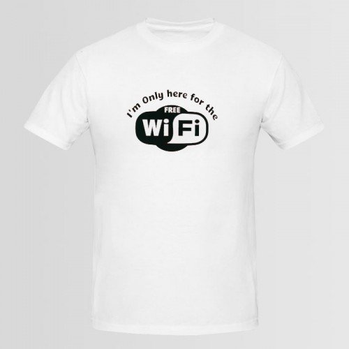 wifi logo White Printed Tees For Men