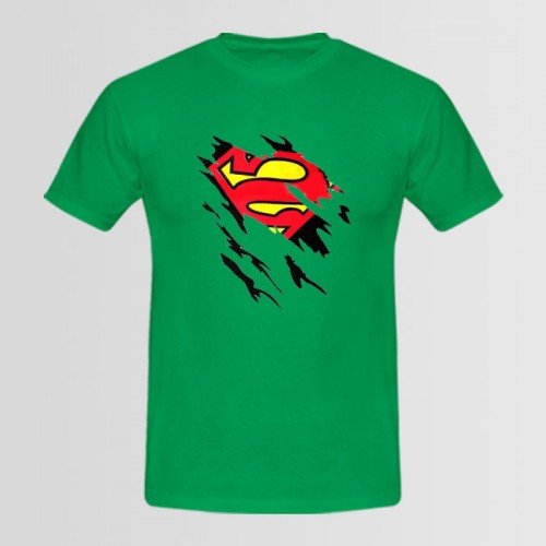 Superman Green Summer Collection Graphic Tee For Men