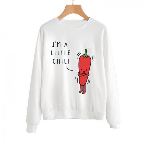 Little Chili White Sweatshirt For Women