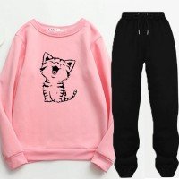 Meow Pink Winter Tracksuit For Ladies