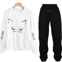 Meow White Winter Tracksuit For Ladies